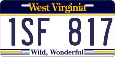 WV license plate 1SF817