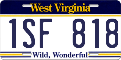 WV license plate 1SF818
