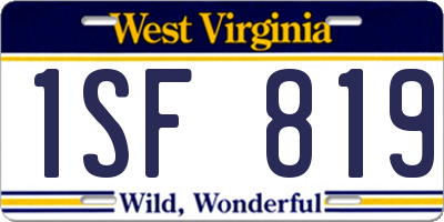 WV license plate 1SF819