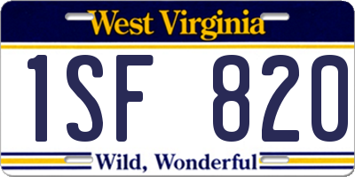 WV license plate 1SF820