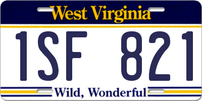 WV license plate 1SF821
