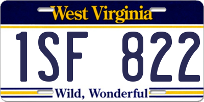 WV license plate 1SF822