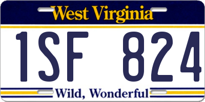 WV license plate 1SF824