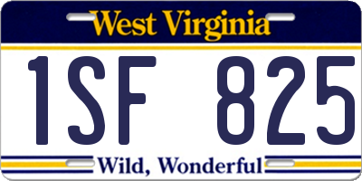 WV license plate 1SF825