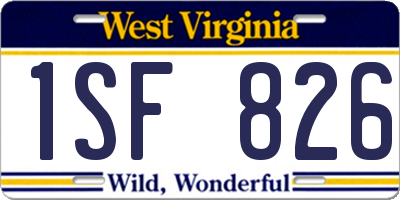WV license plate 1SF826