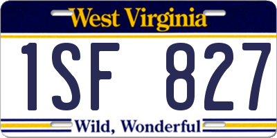 WV license plate 1SF827