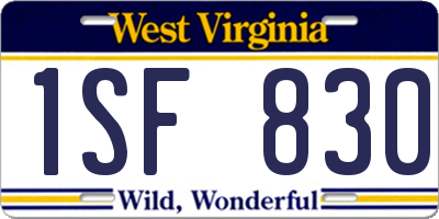 WV license plate 1SF830