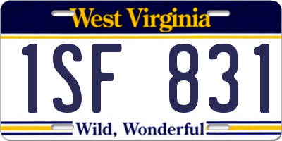WV license plate 1SF831