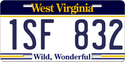 WV license plate 1SF832