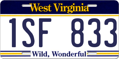 WV license plate 1SF833