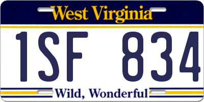 WV license plate 1SF834