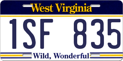 WV license plate 1SF835