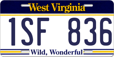 WV license plate 1SF836