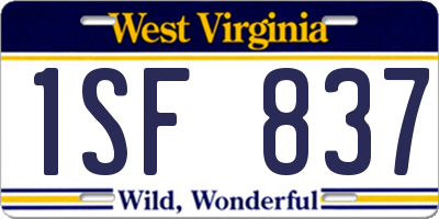 WV license plate 1SF837