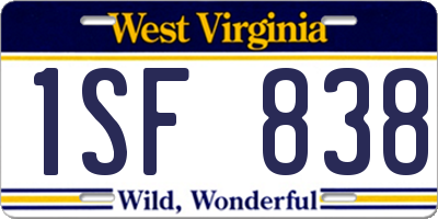 WV license plate 1SF838