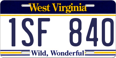WV license plate 1SF840