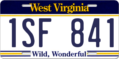 WV license plate 1SF841