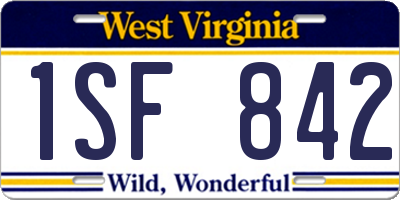 WV license plate 1SF842