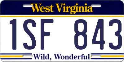 WV license plate 1SF843