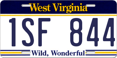 WV license plate 1SF844