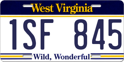 WV license plate 1SF845