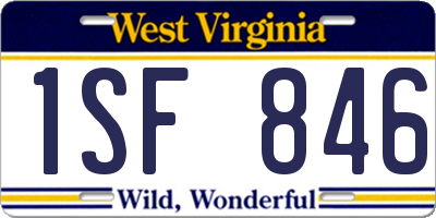 WV license plate 1SF846