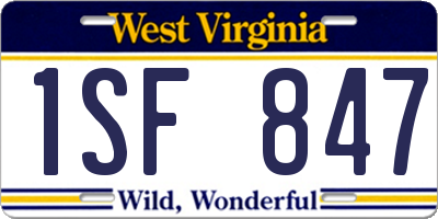 WV license plate 1SF847