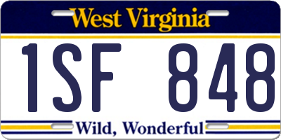 WV license plate 1SF848