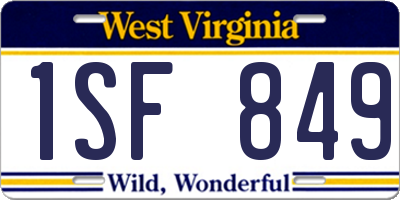 WV license plate 1SF849