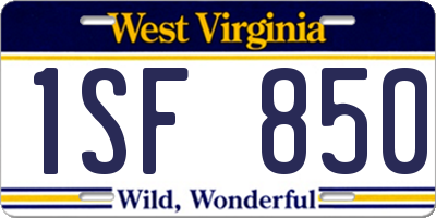 WV license plate 1SF850