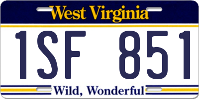 WV license plate 1SF851