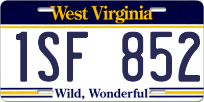 WV license plate 1SF852