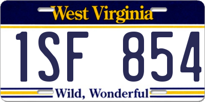 WV license plate 1SF854
