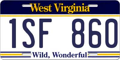 WV license plate 1SF860
