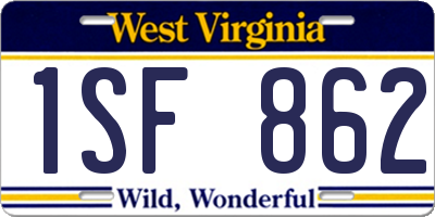 WV license plate 1SF862