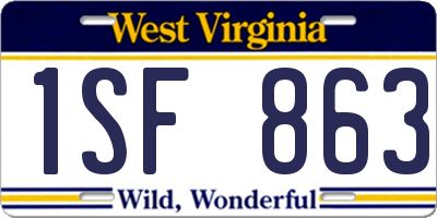 WV license plate 1SF863