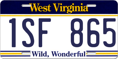 WV license plate 1SF865