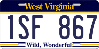 WV license plate 1SF867