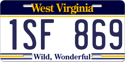 WV license plate 1SF869