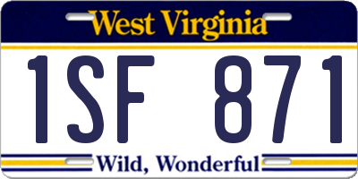 WV license plate 1SF871