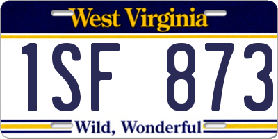 WV license plate 1SF873