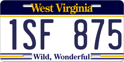 WV license plate 1SF875