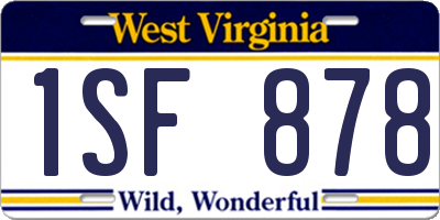 WV license plate 1SF878