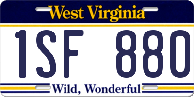 WV license plate 1SF880