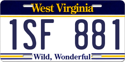 WV license plate 1SF881