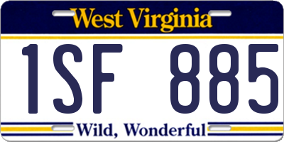 WV license plate 1SF885