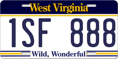 WV license plate 1SF888