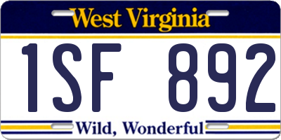 WV license plate 1SF892