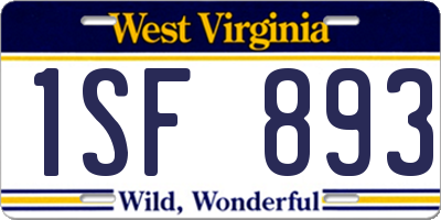 WV license plate 1SF893