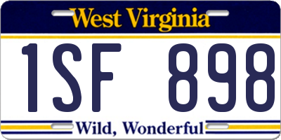 WV license plate 1SF898